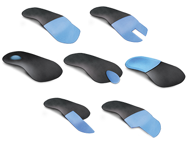 Different types of additions and modifications for The Orthotic Group Custom Foot Orthotics.